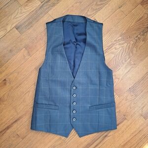 Men's Blue Plaid Vest Size 34R (Small)